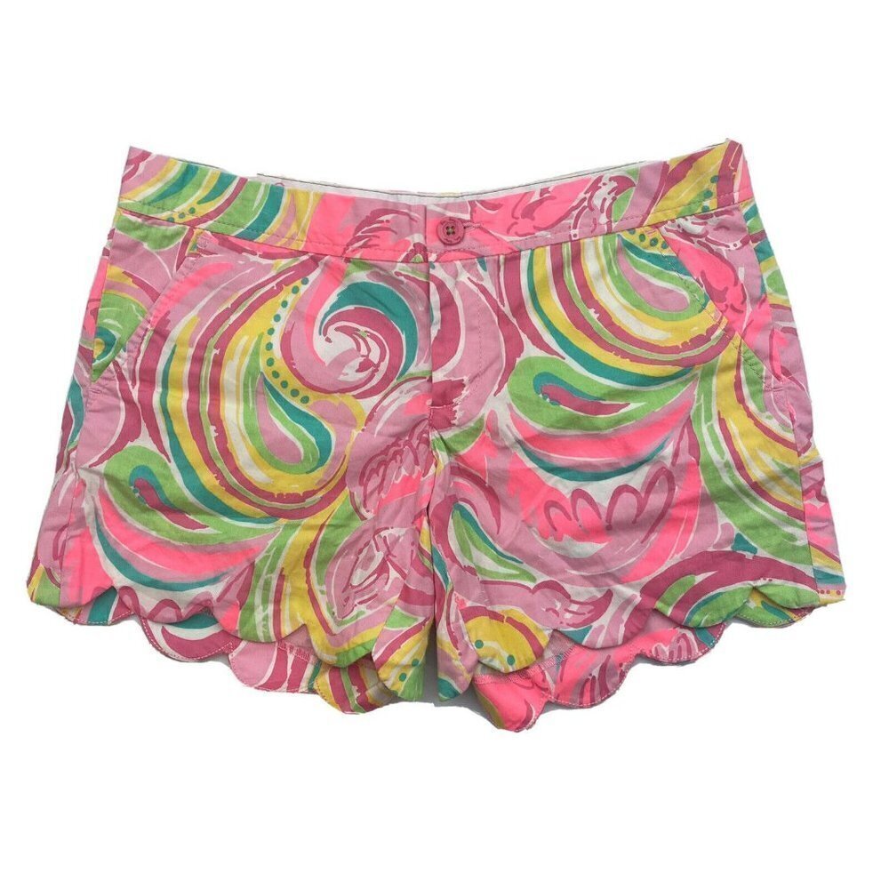 Lilly Pulitzer Womens Buttercup Shorts Size 2 Neon Pink Green All Nighter Print